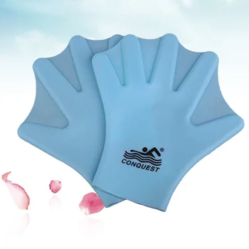 1 Пара силиконовых перчаток для плавания, перчатки для плавания с паутиной, перчатки для подводного плавания с паутиной для рук (взрослые, небесно-голубые)