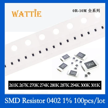 SMD резистор 0402 1% 261K 267K 270K 274K 280K 287K 294K 300K 301K 100 шт./лот микросхемные резисторы 1/16 Вт 1,0 мм*0,5 мм