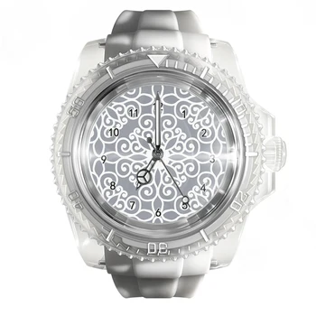 Новые прозрачные силиконовые часы серого цвета с геометрическими листьями и лепестками, мужские и женские часы, модные кварцевые наручные часы