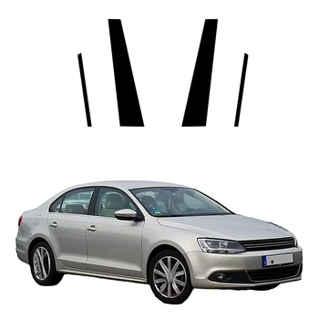 Для VW Jetta A6 Typ 1B 2011-2018, боковые стойки двери автомобиля, оконные стойки, отделка крышки, зеркальный эффект, глянцевая Черная наклейка в стиле пианино
