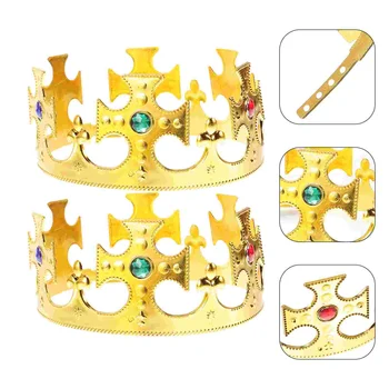 Королевская Средневековая Корона Король вечеринки на Хэллоуин Пластиковое покрытие Костюмы Королевы с Крестом Мужские