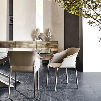 Простой Дизайнерский Обеденный Стул Роскошное Кожаное Кресло Nordic High Model Mobile Living Room Muebles Para El Hogar Мебель Для дома