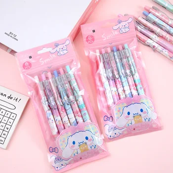 6 шт./пакет2023 Новый Sanrio Kuromi Милая нейтральная ручка для печати с сердечками для девочек, Matcha, Обучающие канцелярские принадлежности для студентов, подарок