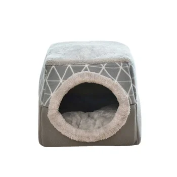 Товары для домашних животных Всесезонный Универсальный Мягкий теплый кошачий домик закрытого типа, Складная кроватка для маленьких собак, коврик для сна щенка, коврик для сна