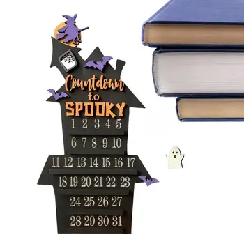 Календарь обратного отсчета на Хэллоуин в форме деревянного замка, Съемный календарь обратного отсчета на Хэллоуин, украшение в виде призрака Летучей мыши, ведьмы с