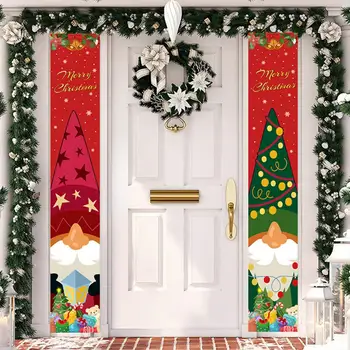 Куплет праздничная Рождественская дверь баннеры многоразовые Гном мультфильм с рисунком куплет украшения для домашней вечеринки висячие