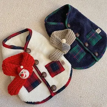 Рождественский жилет для щенков, свитер для собак малого и среднего размера, пальто для котенка, шарф, Одежда для домашних животных Оптом, костюм для собак