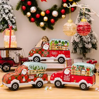 Рождественская коробка для конфет, изысканный дизайн мультяшного автомобиля, Подарочная упаковка из кованого железа для украшения фестиваля и вечеринки