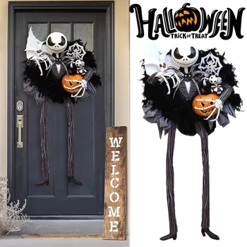 Страшный скелет Хэллоуин наружное украшение Тыквенная гирлянда Дверь Подвесное украшение на Хэллоуин Вечерние принадлежности Реквизит