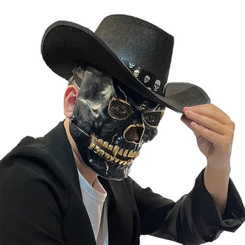 Маска-череп на Хэллоуин с подвижным ртом Страшная маска для мужчины и женщины Хэллоуин Марди Гра Маскарад Сцена ужасов Реквизит для костюмов