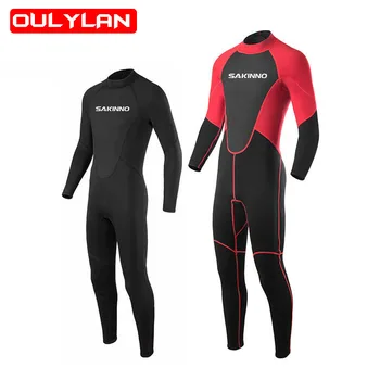 Oulylan, мужской гидрокостюм, 3 мм водолазный костюм из неопрена, для серфинга, дайвинга, подводного плавания с маской и трубкой, Термальный купальник на молнии сзади, для подводного плавания.