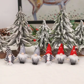 Рождественский набор безликих кукол в красную и черную клетку, Рождественская подвеска, Декор для Рождественской елки, Украшения для чулок, Подвеска