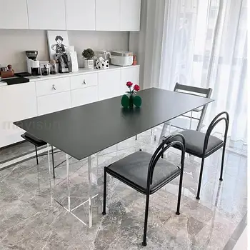 Дизайнерский обеденный стол Mavisun, Прозрачный Акриловый камень, Прямоугольник рабочего стола, Лаконичный Современный Кухонный стол, скандинавская мебель