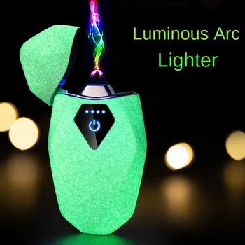 Светящаяся двухдуговая лазерная надпись, электронная ветрозащитная подарочная перезаряжаемая зажигалка