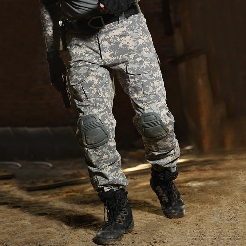2023 Мужская военная форма с наколенниками, боевые штаны, Армейские мужские армейские Страйкбольные Тактические непромокаемые брюки, камуфляж, Мультика