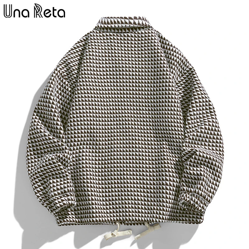 Куртки Una Reta, мужские Демисезонные однобортные пальто в стиле Харадзюку в стиле хип-хоп, Мужская уличная одежда, повседневная Решетчатая куртка для пары