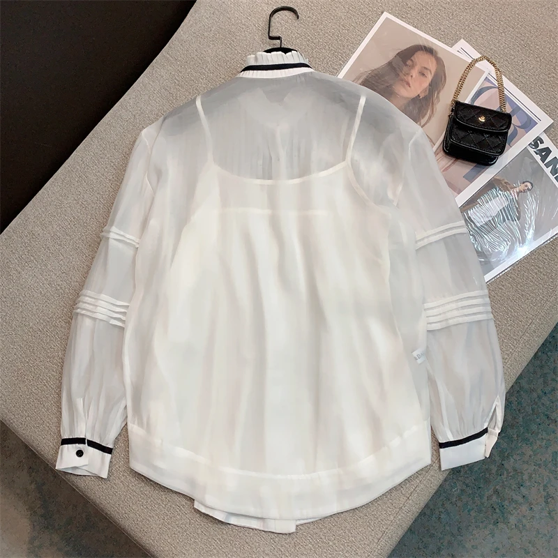 Новая рубашка Palace Style White Sweetheart Academy Свободный Универсальный топ с длинным рукавом для девочек-рубашек повышенной прочности