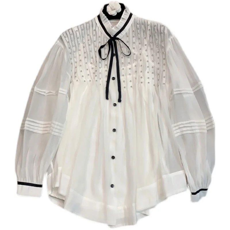 Новая рубашка Palace Style White Sweetheart Academy Свободный Универсальный топ с длинным рукавом для девочек-рубашек повышенной прочности