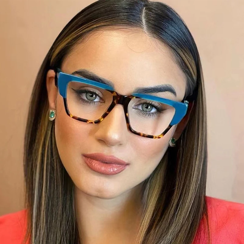 Очки для чтения с синим светом в большой квадратной оправе, женские модные очки с контрастным цветом, Мужские оптические очки TR90