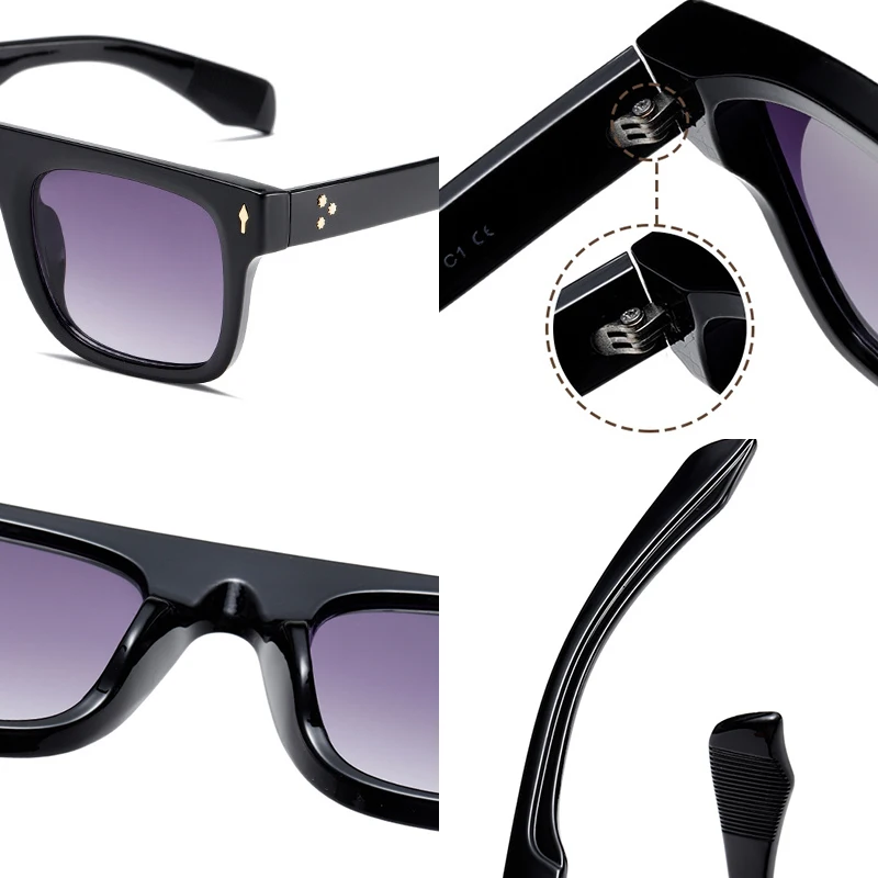 Квадратные Солнцезащитные очки SHAUNA с плоским верхом в стиле ретро UV400, модный бренд, Дизайнерские Заклепки, Градиентные Оттенки,