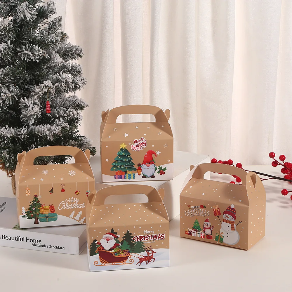 Новая Рождественская Мирная Коробка для упаковки Фруктов Украшение Рождественской Веселой вечеринки Санта Клаус Снеговик Лось Коробка для упаковки Рождественских подарков