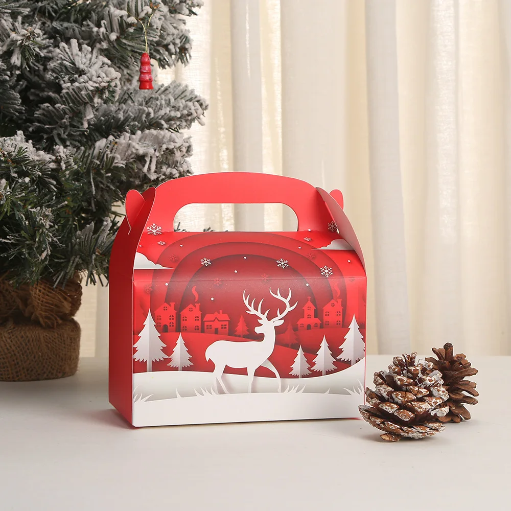 Новая Рождественская Мирная Коробка для упаковки Фруктов Украшение Рождественской Веселой вечеринки Санта Клаус Снеговик Лось Коробка для упаковки Рождественских подарков