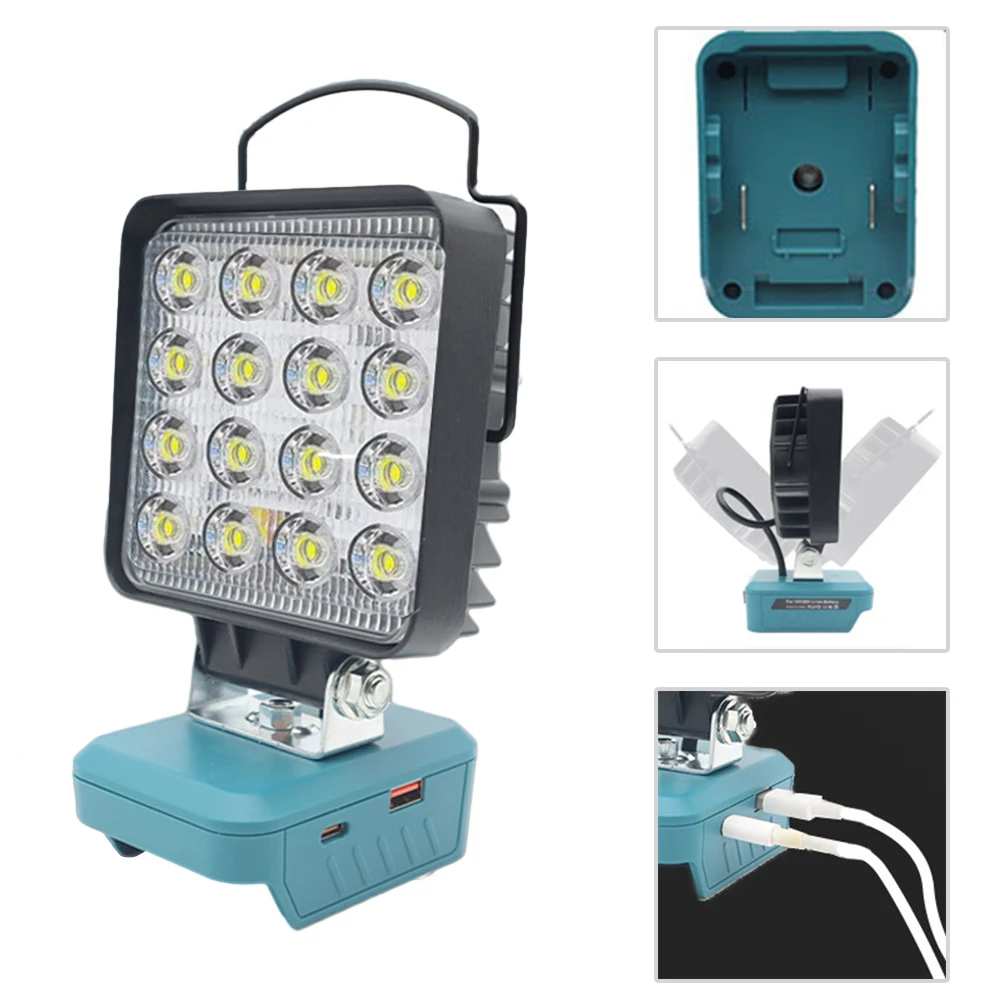 Двухрежимная светодиодная рабочая лампа с быстрой зарядкой и защитой от разряда Совместима с For MT Прочная основа из АБС-пластика синего цвета