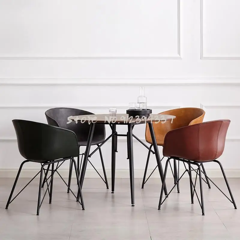 Легкое роскошное обеденное кресло для ресторана в индустриальном стиле, домашняя спинка из кованого железа, гостиничный стул Nordic simple, офис продаж