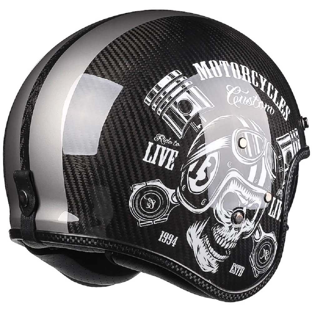Япония Корея Винтажный мотоциклетный шлем из натурального углеродного волокна с открытым лицом в стиле Ретро для мотокросса, реактивный шлем для езды на мотоцикле Casco