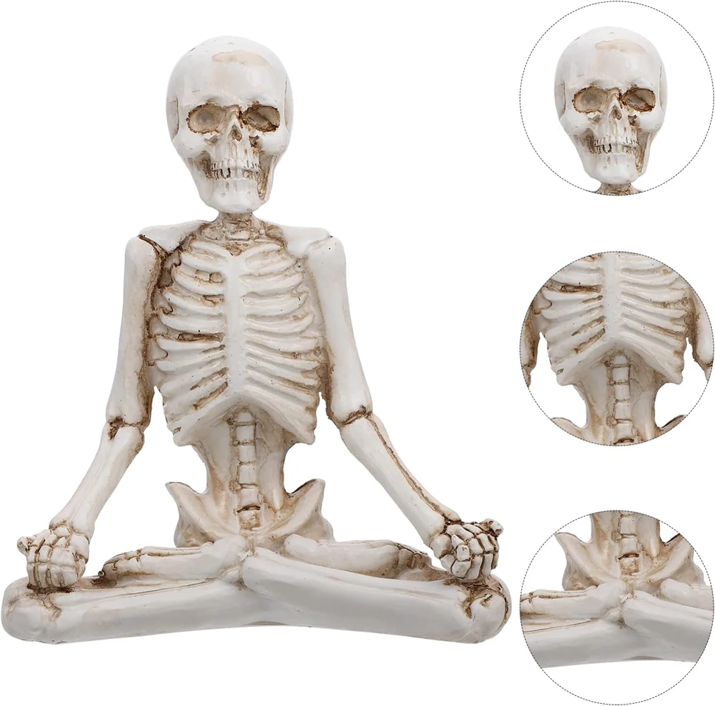 Фигурки скелета для йоги для домашнего декора, 4 шт. Статуэтки из смолы, скульптуры для духовной медитации для книжной полки, стола, столешницы