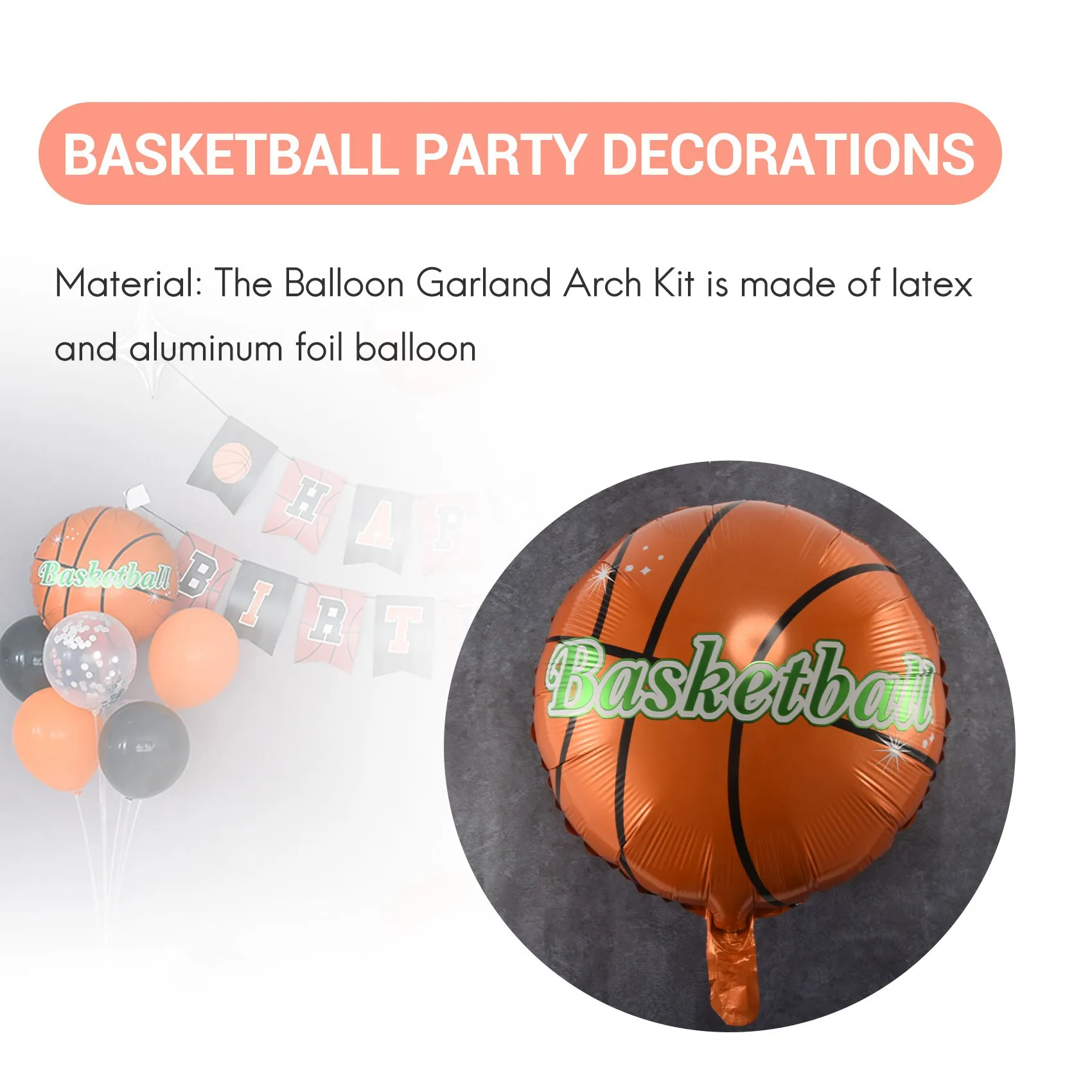 110 ШТ. Набор воздушных шаров с гирляндой и аркой на баскетбольную тематику, черно-оранжевые воздушные шары для баскетбола, спортивный тематический декор, принадлежности для вечеринок