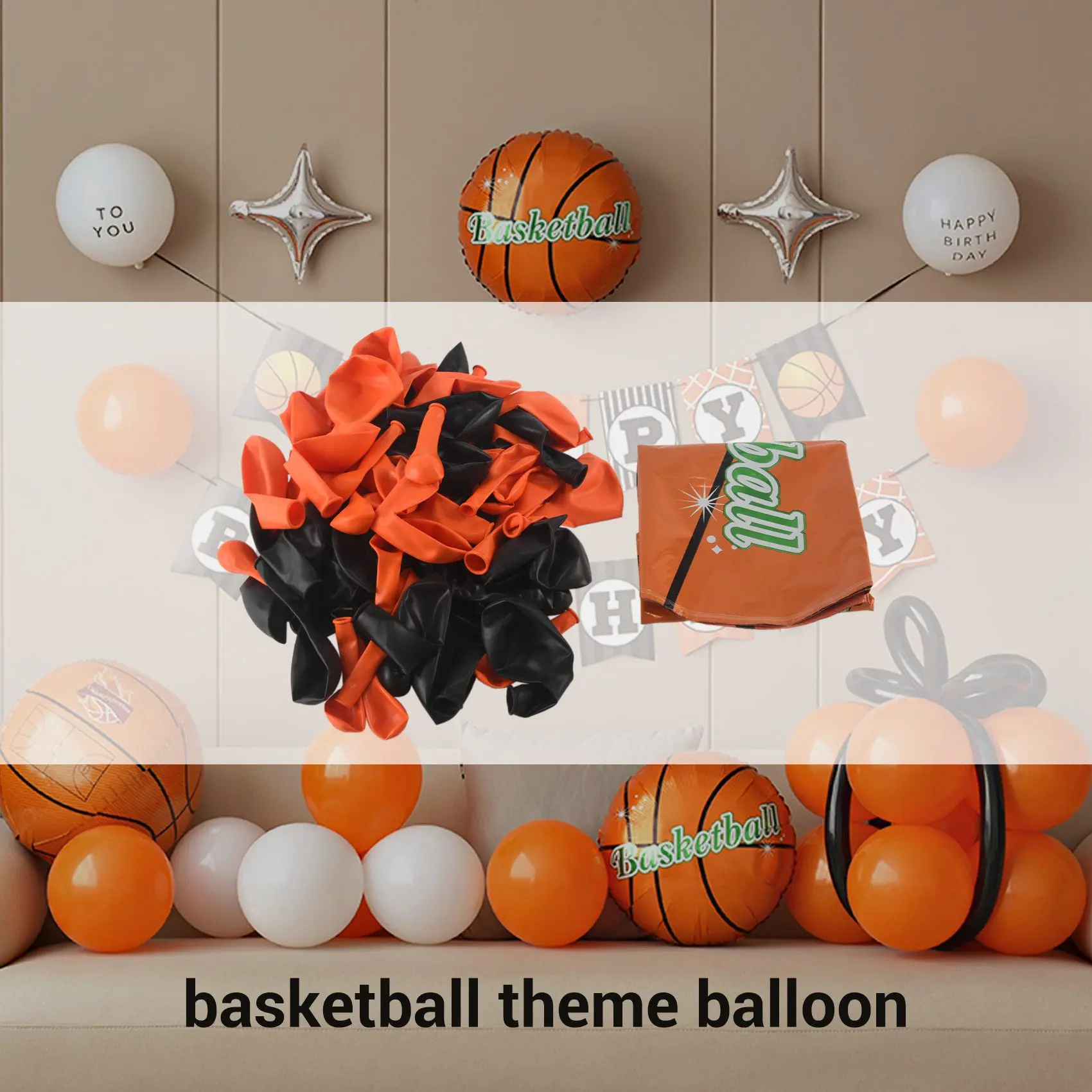 110 ШТ. Набор воздушных шаров с гирляндой и аркой на баскетбольную тематику, черно-оранжевые воздушные шары для баскетбола, спортивный тематический декор, принадлежности для вечеринок