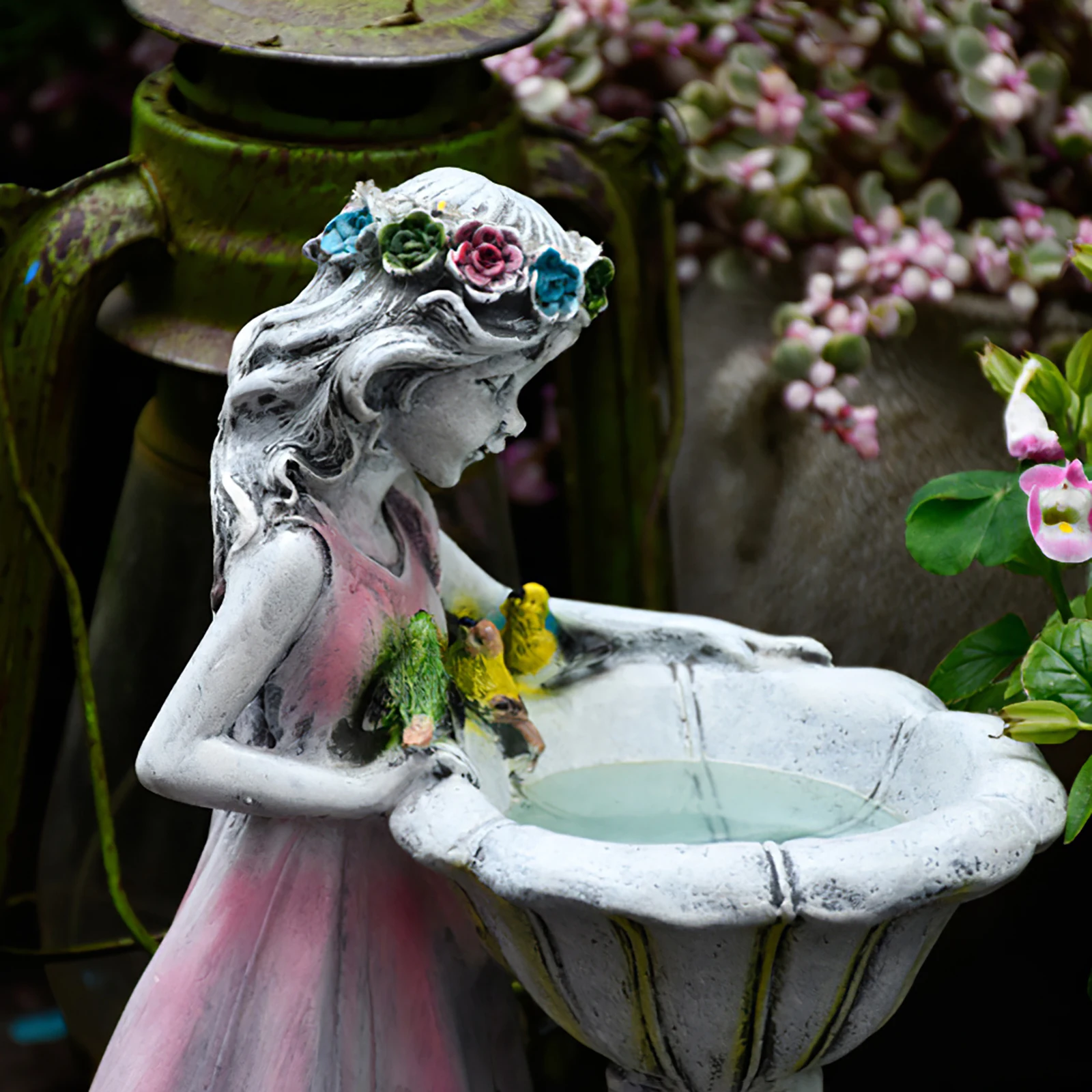 Статуя цветочной феи, украшение солнечным светом, украшение для сада во внутреннем дворе, скульптура Ангела из смолы, Микроландшафтный декор