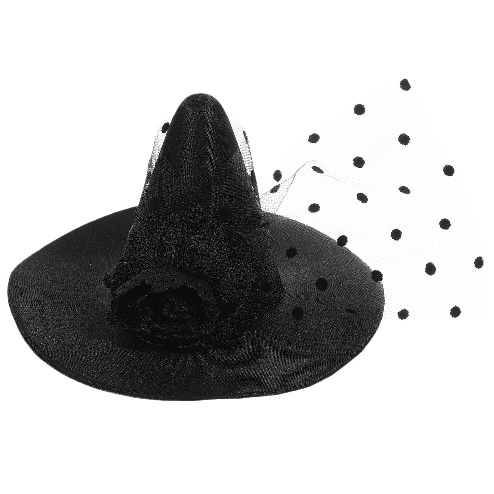 Сетчатая шляпа ведьмы на Хэллоуин, Черная Шляпа Ведьмы, повязка на голову с зажимом Сбоку, головной убор для костюма, Вечерние принадлежности, декор для танцевальной вечеринки, Реквизит