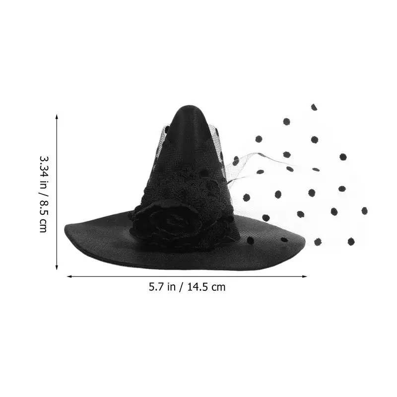 Сетчатая шляпа ведьмы на Хэллоуин, Черная Шляпа Ведьмы, повязка на голову с зажимом Сбоку, головной убор для костюма, Вечерние принадлежности, декор для танцевальной вечеринки, Реквизит