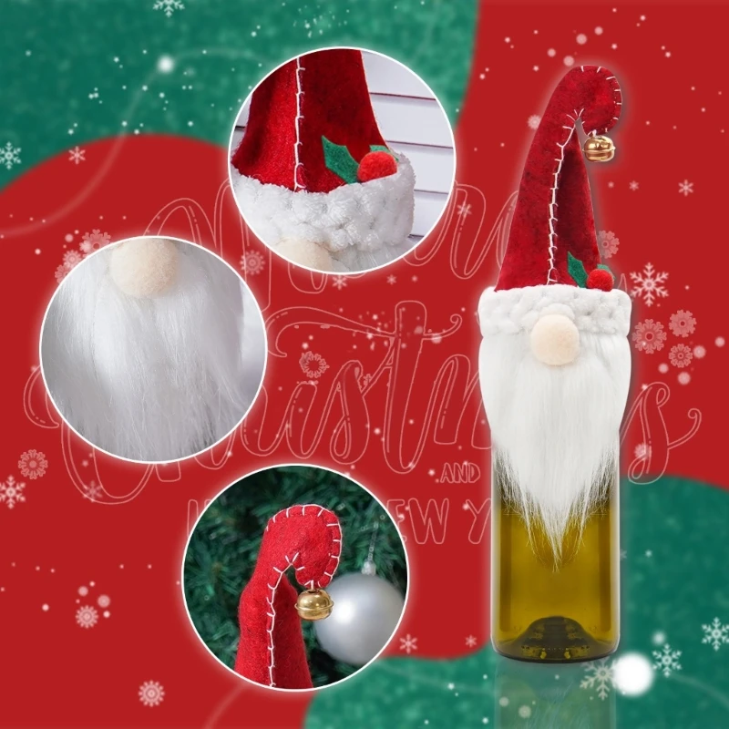 Рождественский гном, крышка для винной бутылки, Белая борода, гном, бутылки, топперы, принадлежности N84C