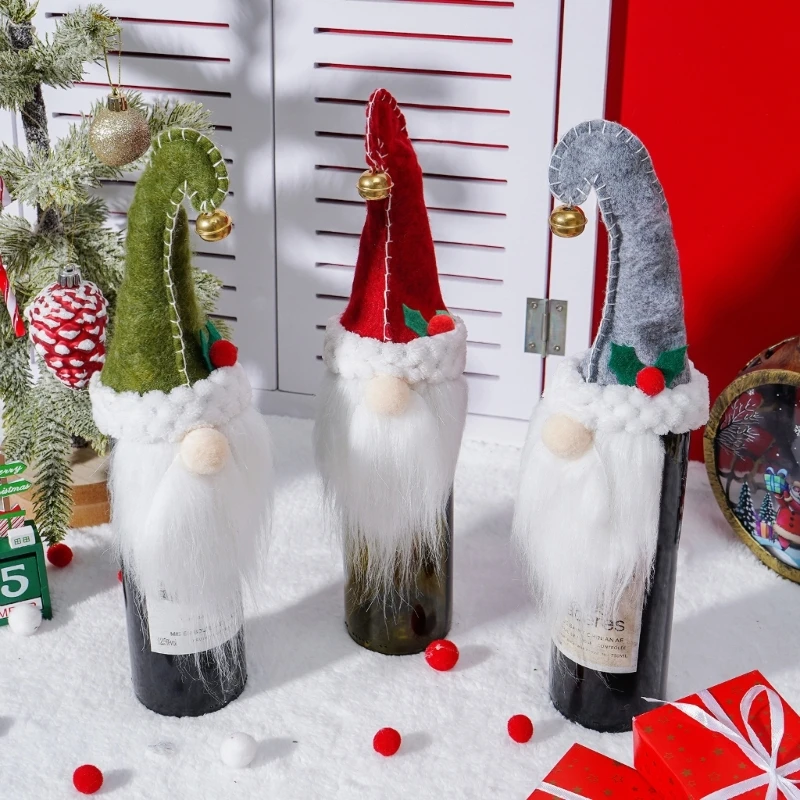 Рождественский гном, крышка для винной бутылки, Белая борода, гном, бутылки, топперы, принадлежности N84C