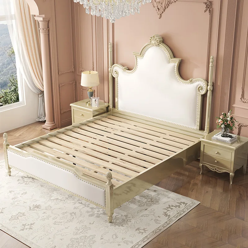 Французская двуспальная кровать из массива дерева 1,8 м в главной спальне, кровать принцессы 1,5 м, кровать для домашнего хранения под давлением с высоким ящиком для хранения