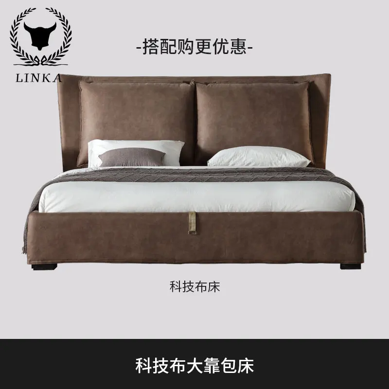 Тканевая кровать с современными скандинавскими технологиями, спальня с двуспальной кроватью, съемная и моющаяся мягкая кровать, легкая роскошная тканевая кровать