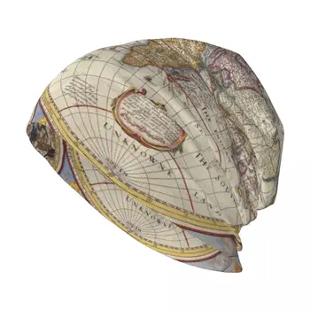 География Карта мира Стильная эластичная вязаная шапочка-бини с напуском, Многофункциональная шляпа-череп, Кепка для мужчин и женщин