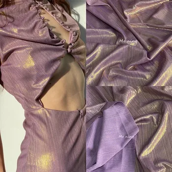 Позолоченное Фиолетовое платье в полоску с косточками Глянцевое платье Одежда для выступлений в ночном клубе Дай Бюстье Украшения для съемок Дизайнерские Ткани