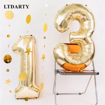 40-дюймовые цифровые воздушные шары кремово-золотистого цвета 0-9, большая цифровая фольга, гелий для взрослых, с днем рождения, свадьба, украшение вечеринки в честь дня рождения ребенка